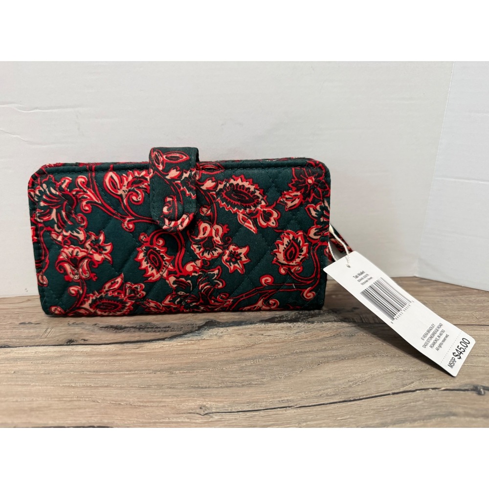 Vera Bradley Tab Wallet Victorian Vines Red Green Quilted Floral 50449-20576 NWT